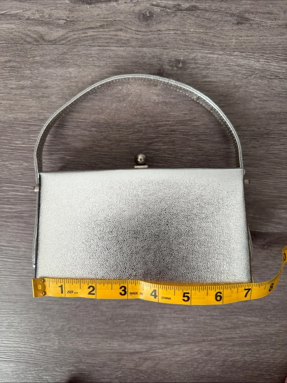 Vintage Metallic Silver Evening Top-Handle Bag - Picture 2 of 10